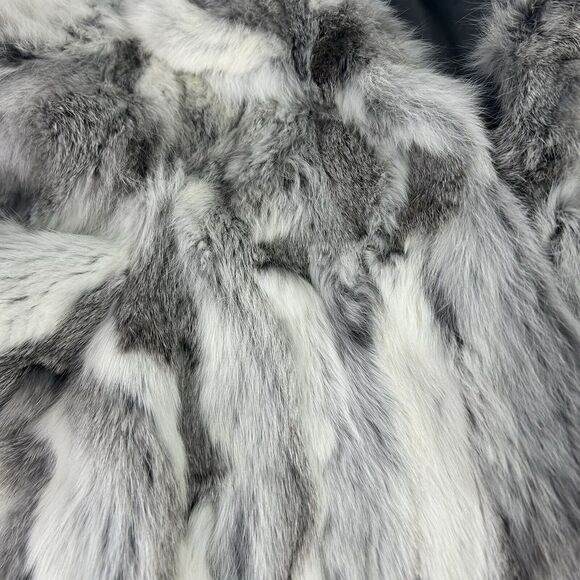 Adrienne Landau Fur Coat White Grey Soft Pure Rabbit Women's XL - Picture 14 of 16